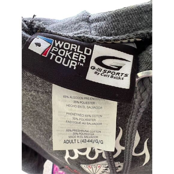 World Poker Tour Men's Size L Hoodie Sweatshirt Texas Hold'em Fleece Pocket Draw - Picture 9 of 12